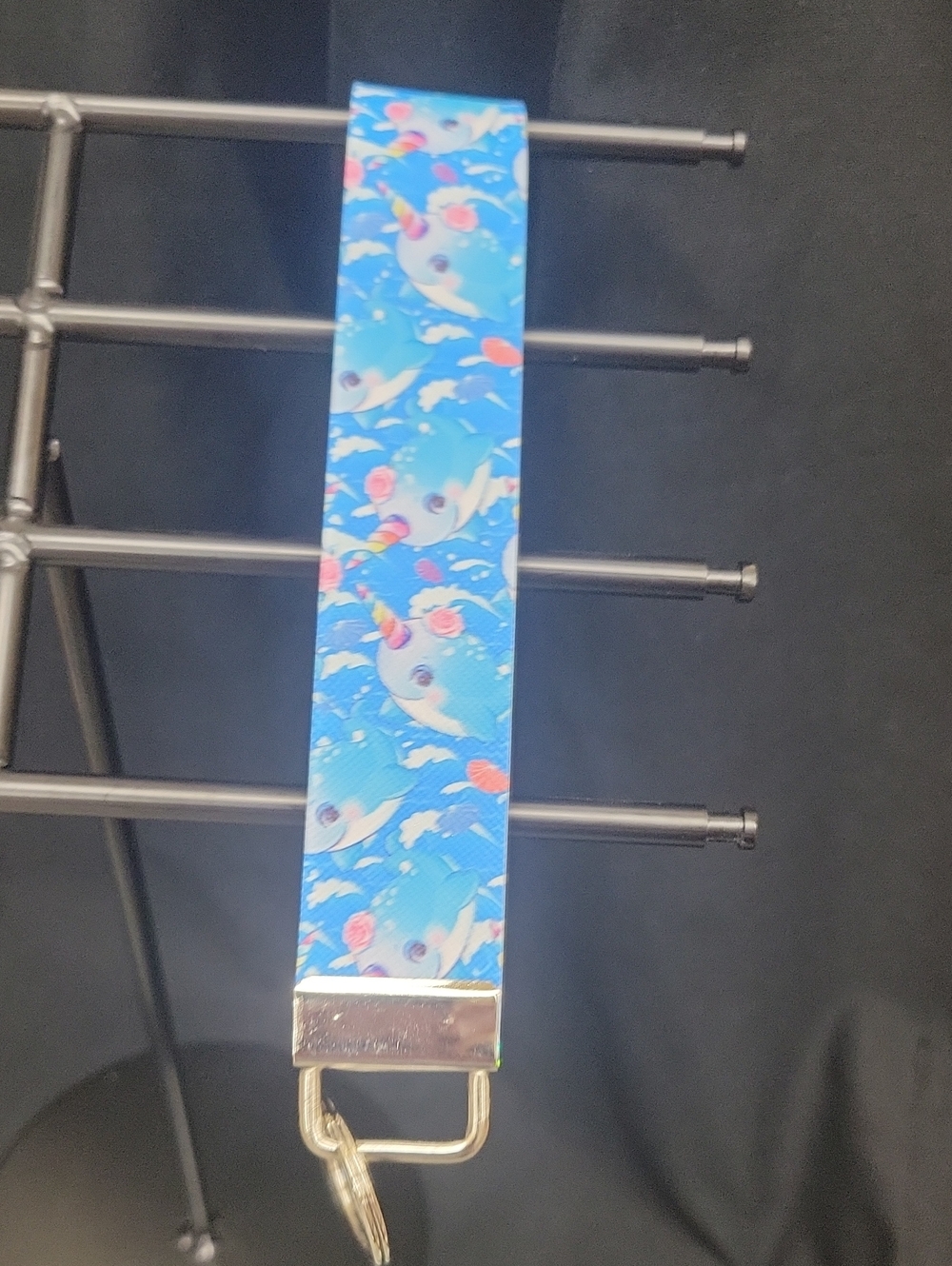 Blue Narwhal Pattern  Attachment Key Fob